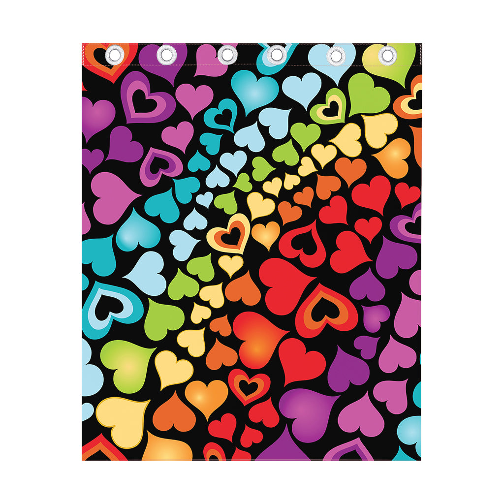 Colorful Heart Wave Pattern Print Curtain