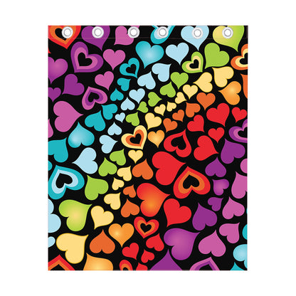 Colorful Heart Wave Pattern Print Curtain