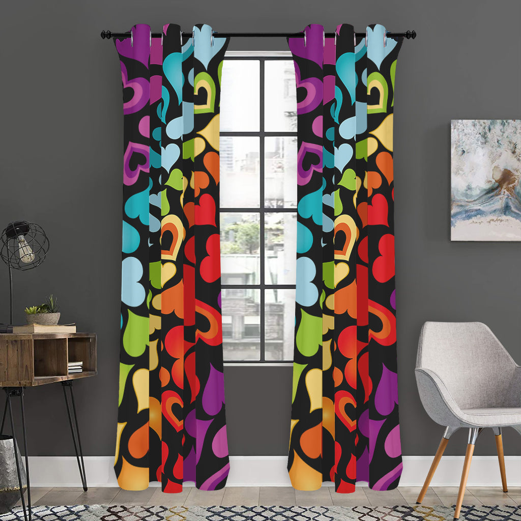 Colorful Heart Wave Pattern Print Curtain
