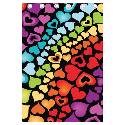 Colorful Heart Wave Pattern Print Curtain