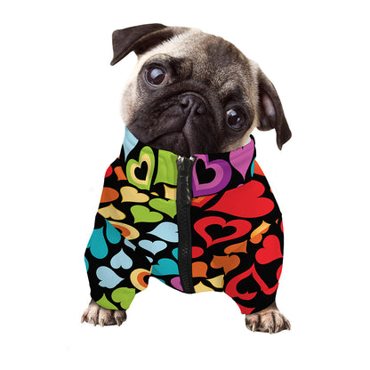 Colorful Heart Wave Pattern Print Dog Zip Up Jacket
