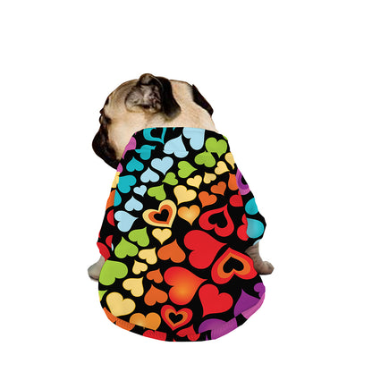 Colorful Heart Wave Pattern Print Dog Zip Up Jacket