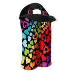 Colorful Heart Wave Pattern Print Double Neoprene Wine Tote