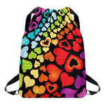 Colorful Heart Wave Pattern Print Drawstring Backpack