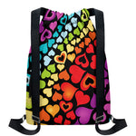 Colorful Heart Wave Pattern Print Drawstring Backpack