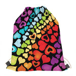 Colorful Heart Wave Pattern Print Drawstring Bag
