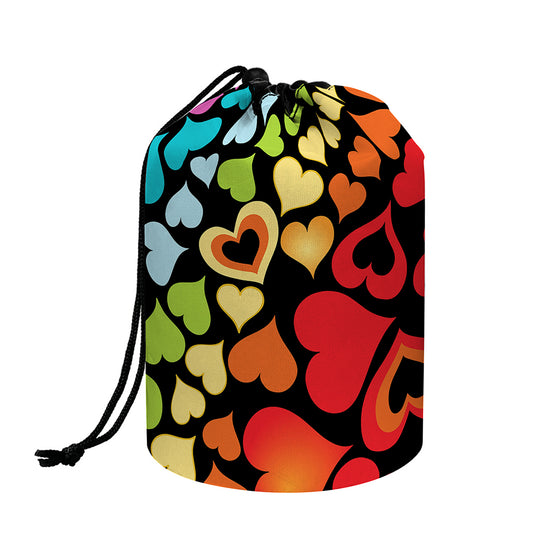 Colorful Heart Wave Pattern Print Drawstring Makeup Bag
