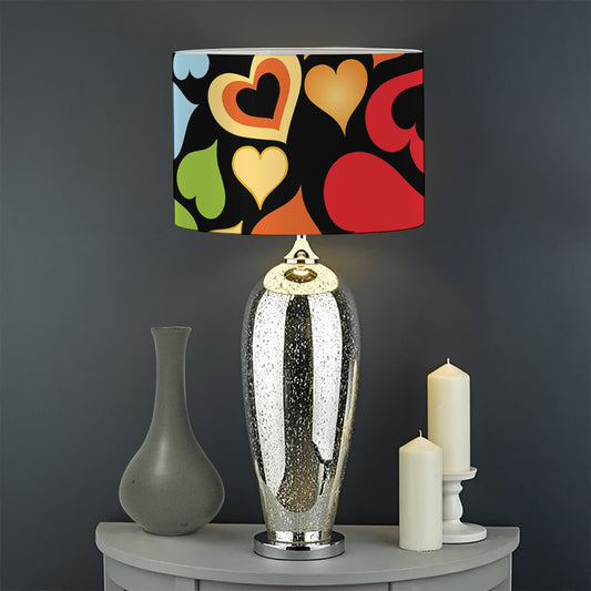 Colorful Heart Wave Pattern Print Drum Lamp Shade