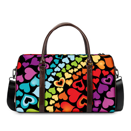 Colorful Heart Wave Pattern Print Duffle Bag