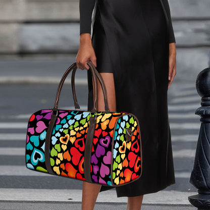 Colorful Heart Wave Pattern Print Duffle Bag