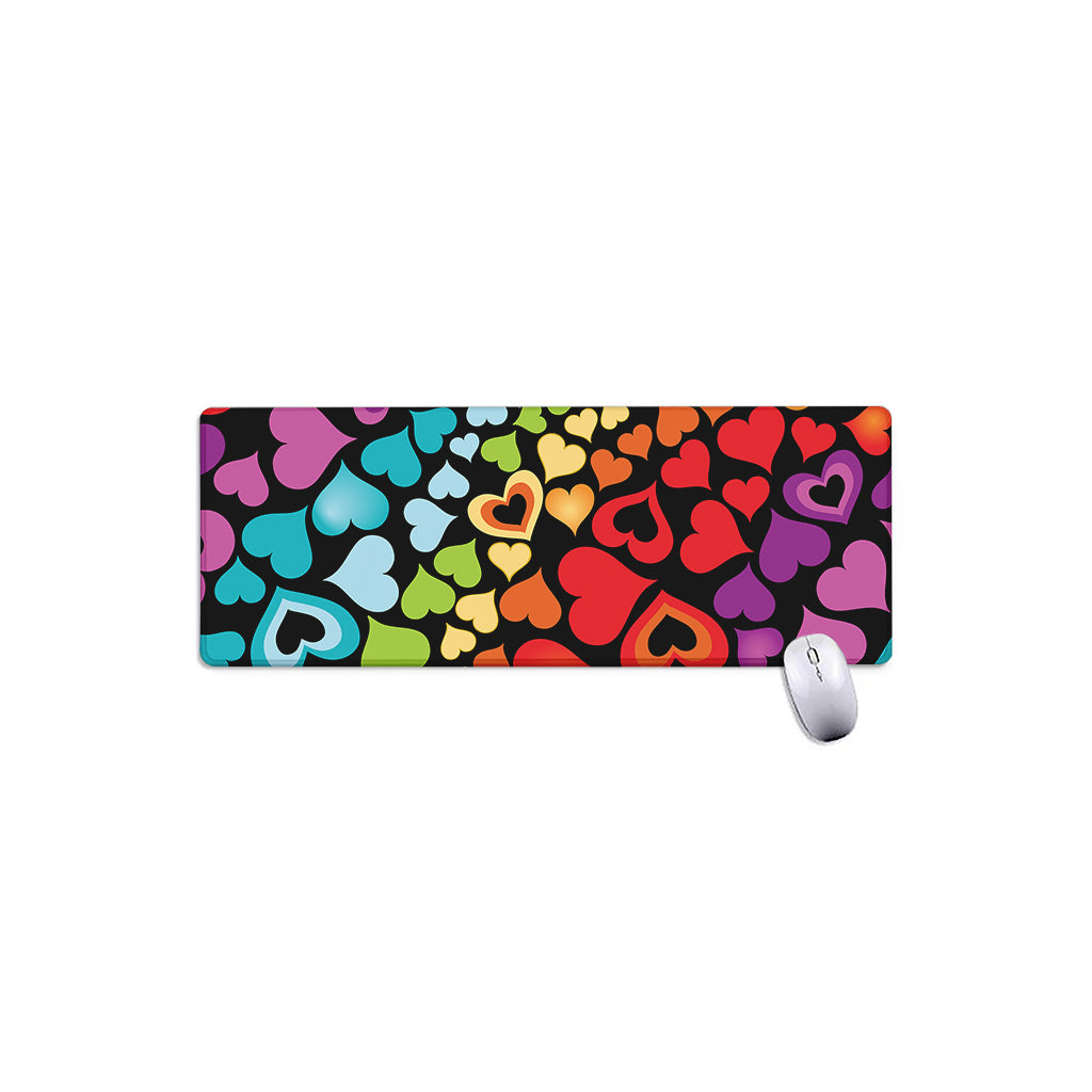 Colorful Heart Wave Pattern Print Extended Mouse Pad