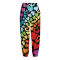 Colorful Heart Wave Pattern Print Fleece Lined Knit Pants