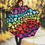 Colorful Heart Wave Pattern Print Foldable Umbrella