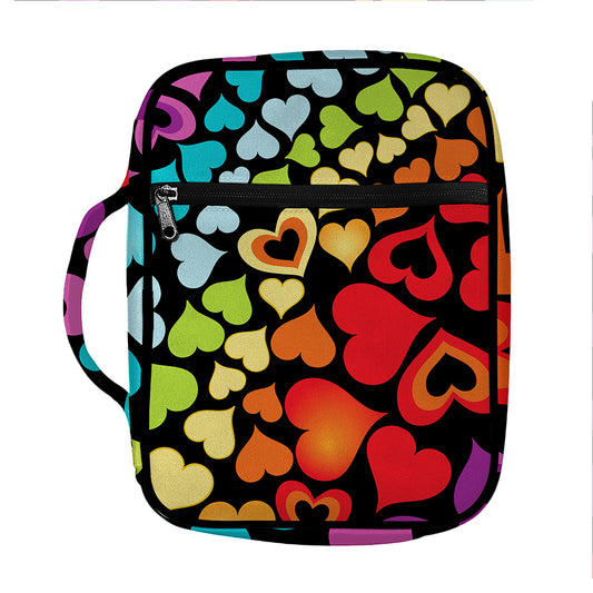 Colorful Heart Wave Pattern Print Front Pocket Bible Bag