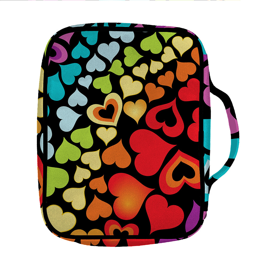 Colorful Heart Wave Pattern Print Front Pocket Bible Bag