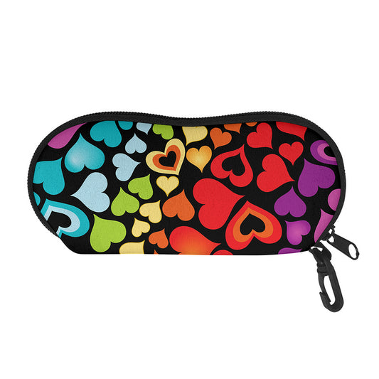 Colorful Heart Wave Pattern Print Glasses Case