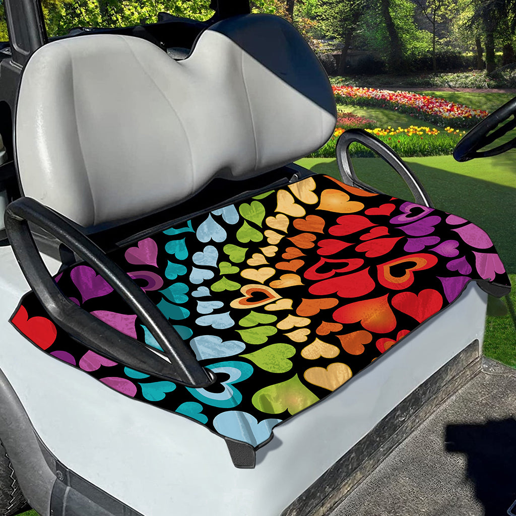 Colorful Heart Wave Pattern Print Golf Cart Seat Cover