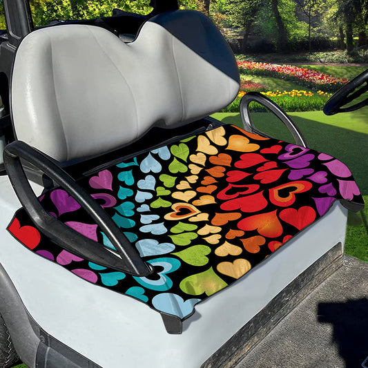 Colorful Heart Wave Pattern Print Golf Cart Seat Cover