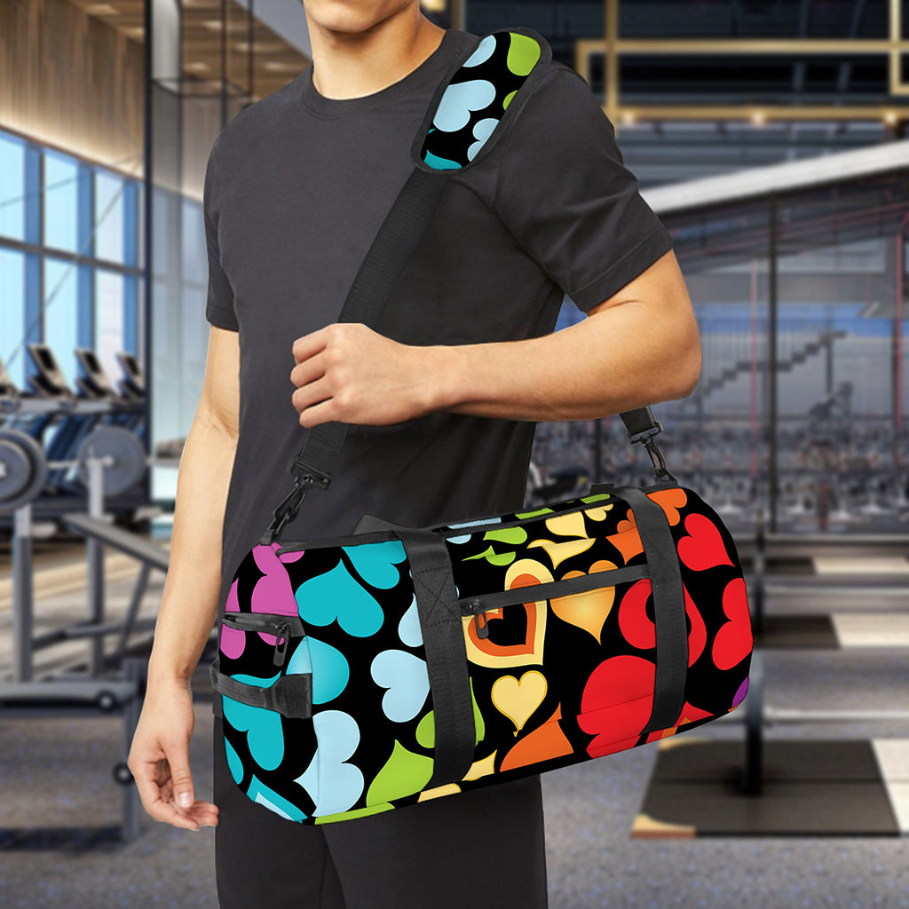 Colorful Heart Wave Pattern Print Gym Bag