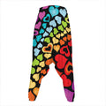 Colorful Heart Wave Pattern Print Hammer Pants