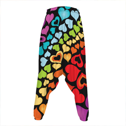 Colorful Heart Wave Pattern Print Hammer Pants