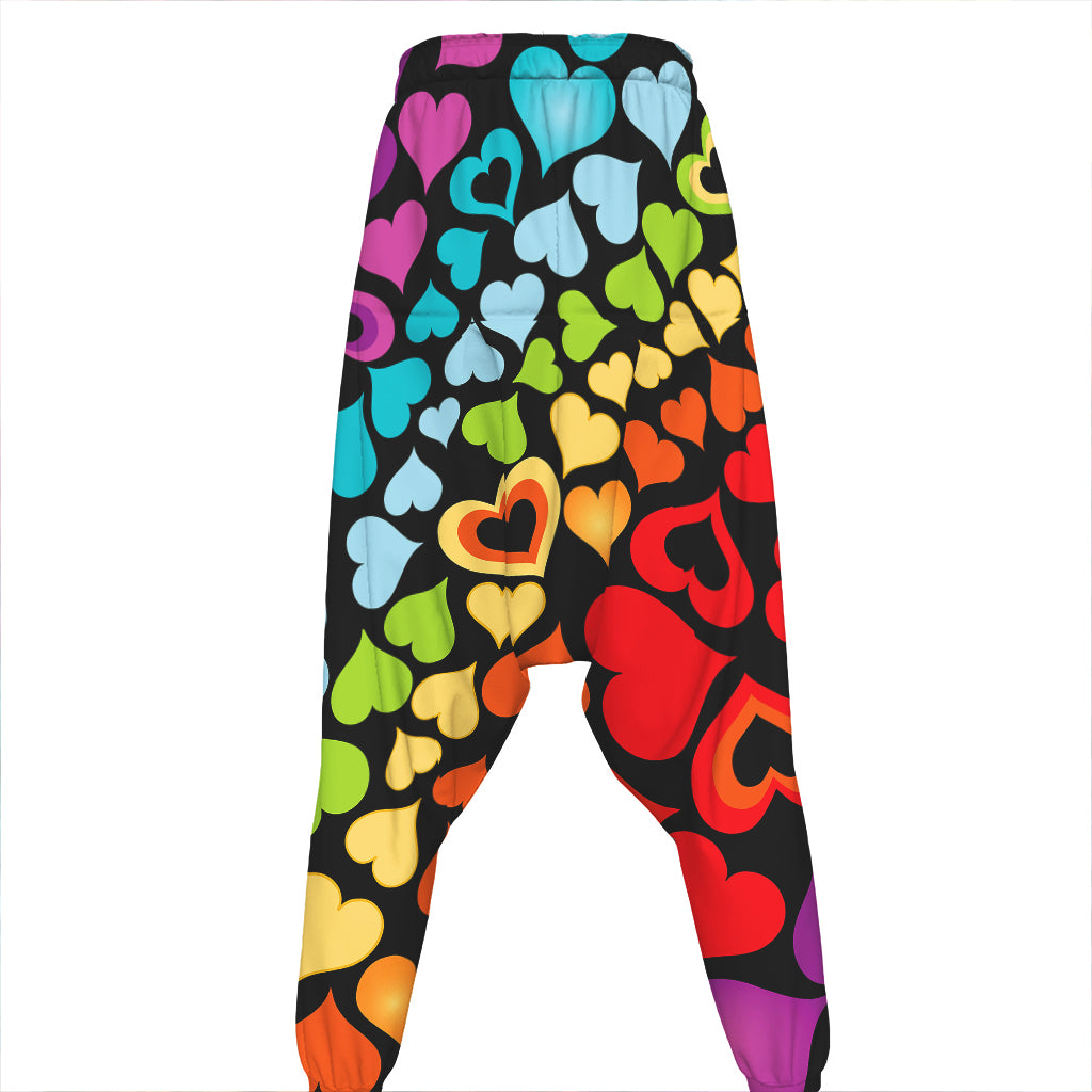 Colorful Heart Wave Pattern Print Hammer Pants
