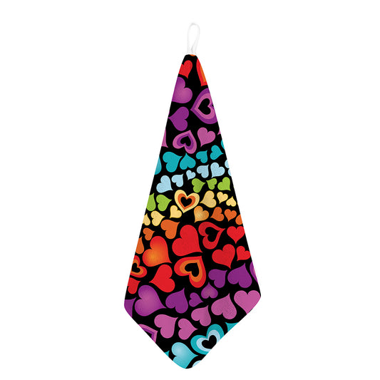 Colorful Heart Wave Pattern Print Hand Towel