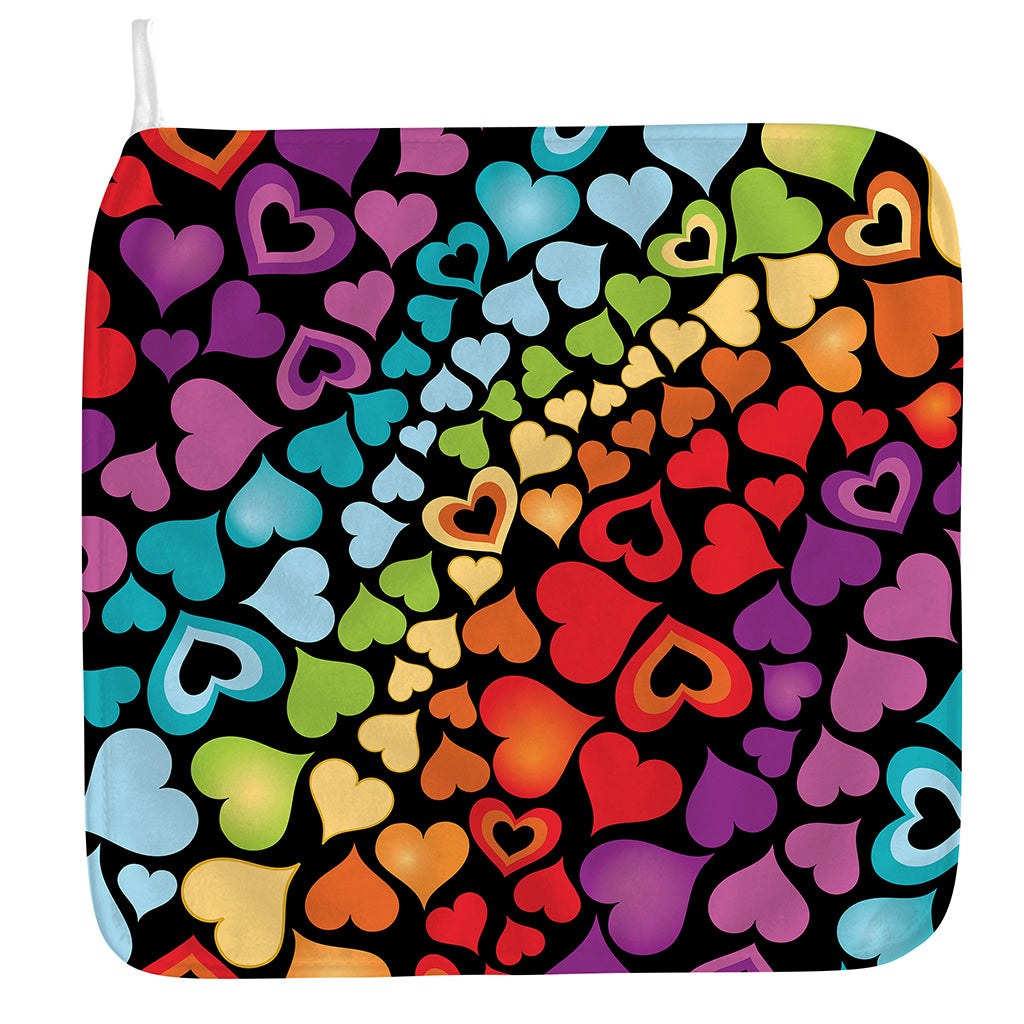 Colorful Heart Wave Pattern Print Hand Towel