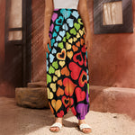 Colorful Heart Wave Pattern Print Harem Pants