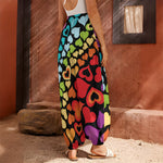 Colorful Heart Wave Pattern Print Harem Pants