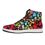 Colorful Heart Wave Pattern Print High Top Leather Sneakers