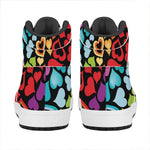 Colorful Heart Wave Pattern Print High Top Leather Sneakers