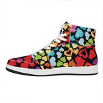 Colorful Heart Wave Pattern Print High Top Leather Sneakers