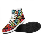Colorful Heart Wave Pattern Print High Top Leather Sneakers
