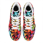 Colorful Heart Wave Pattern Print High Top Leather Sneakers