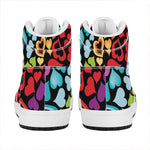 Colorful Heart Wave Pattern Print High Top Leather Sneakers