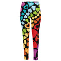 Colorful Heart Wave Pattern Print High-Waisted Pocket Leggings