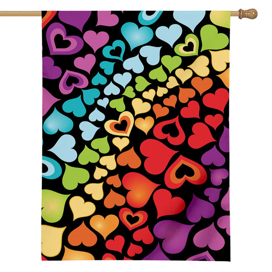 Colorful Heart Wave Pattern Print House Flag