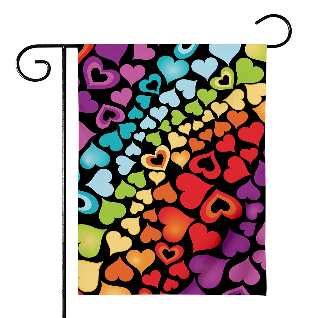 Colorful Heart Wave Pattern Print House Flag