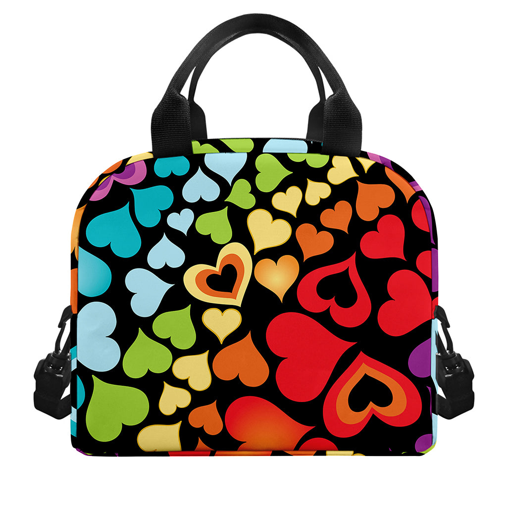 Colorful Heart Wave Pattern Print Insulated Lunch Bag