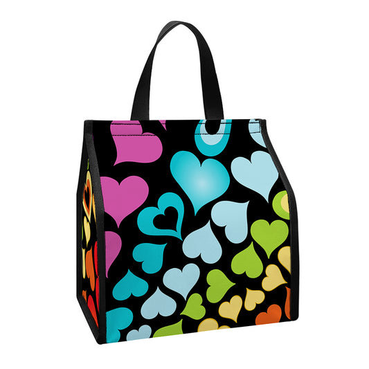 Colorful Heart Wave Pattern Print Insulated Lunch Tote