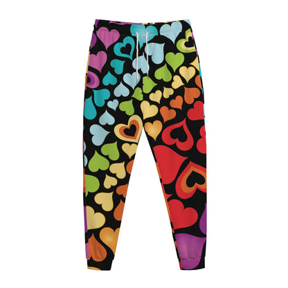 Colorful Heart Wave Pattern Print Jogger Pants