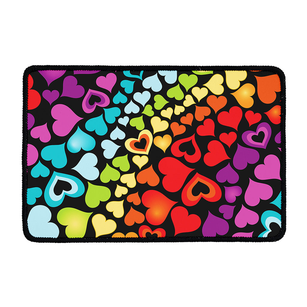 Colorful Heart Wave Pattern Print Kitchen Mat
