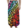 Colorful Heart Wave Pattern Print Lantern Pants