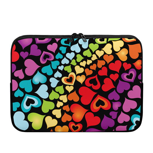 Colorful Heart Wave Pattern Print Laptop Sleeve