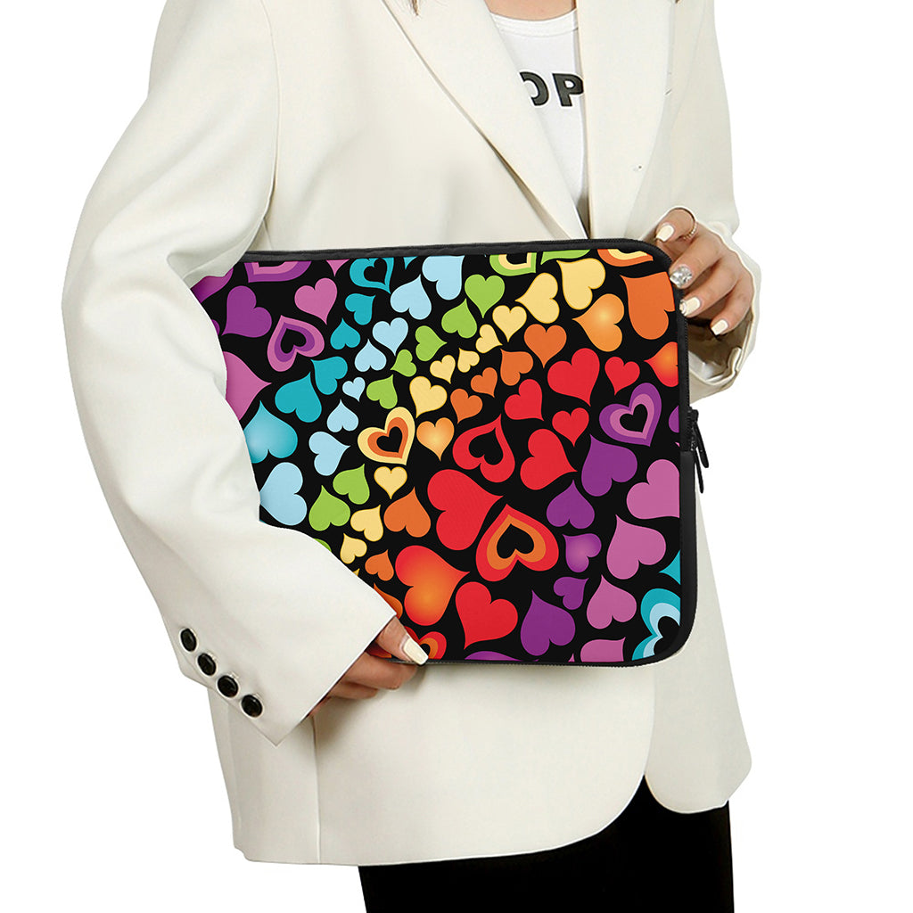 Colorful Heart Wave Pattern Print Laptop Sleeve