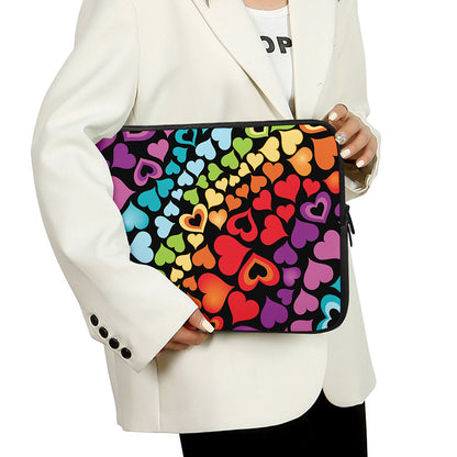 Colorful Heart Wave Pattern Print Laptop Sleeve
