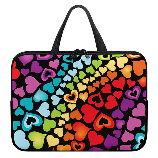 Colorful Heart Wave Pattern Print Laptop Sleeve With Handle