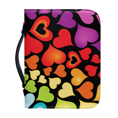 Colorful Heart Wave Pattern Print Leather Bible Cover