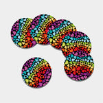 Colorful Heart Wave Pattern Print Leather Coaster Set